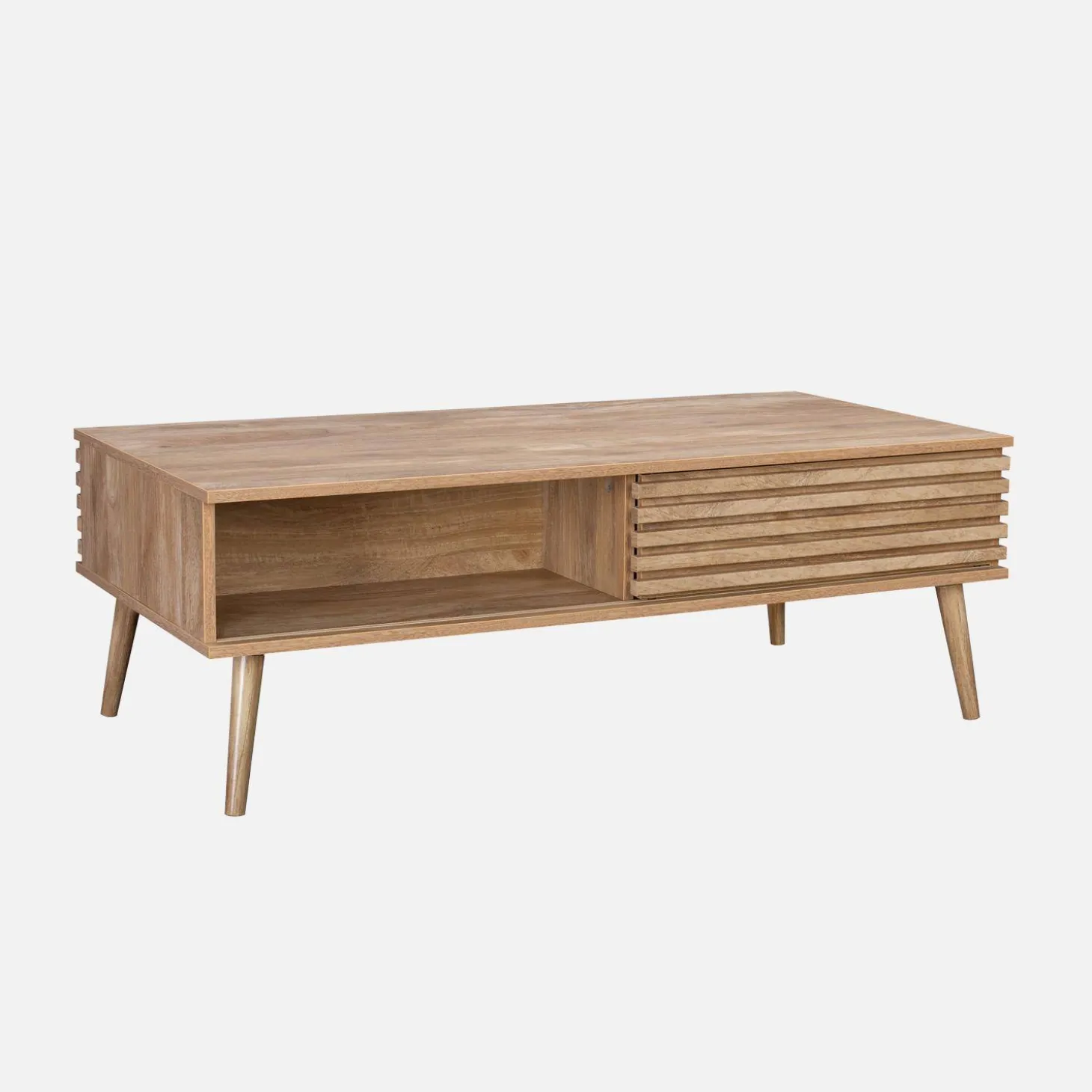 Mesa de centro escandinava con puertas correderas
