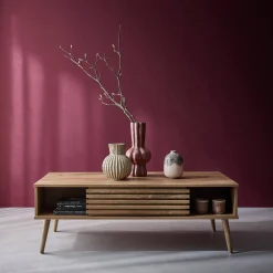 Mesa de centro escandinava con puertas correderas