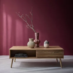 Mesa de centro escandinava con puertas correderas