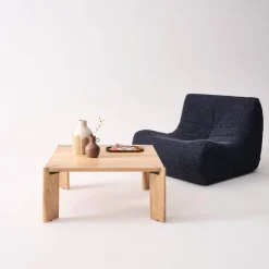 Mesa de centro exótica cuadrada de madera maciza
