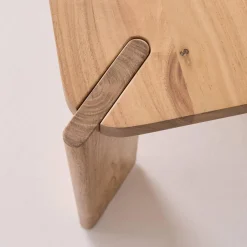 Mesa de centro exótica cuadrada de madera maciza