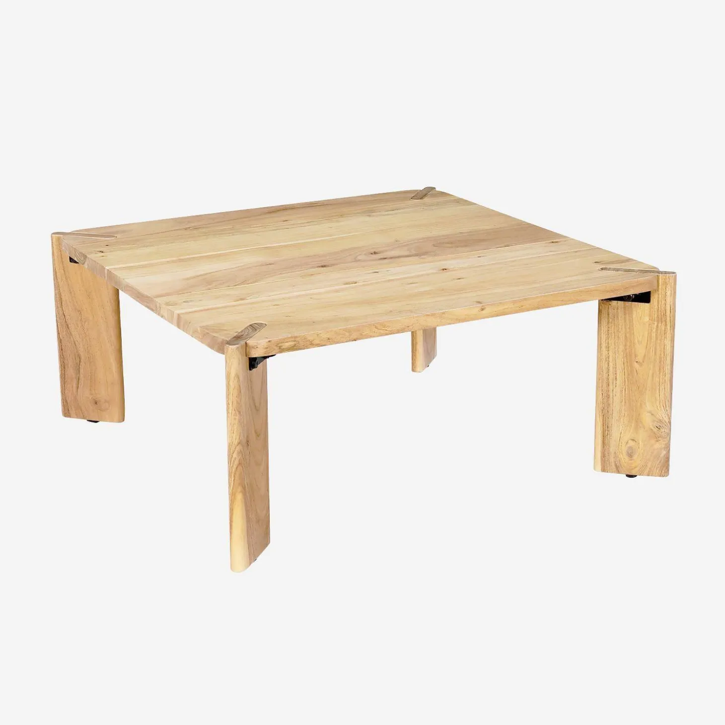 Mesa de centro exótica cuadrada de madera maciza