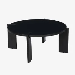 Mesa de centro exótica redonda de madera maciza