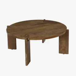 Mesa de centro exótica redonda de madera maciza