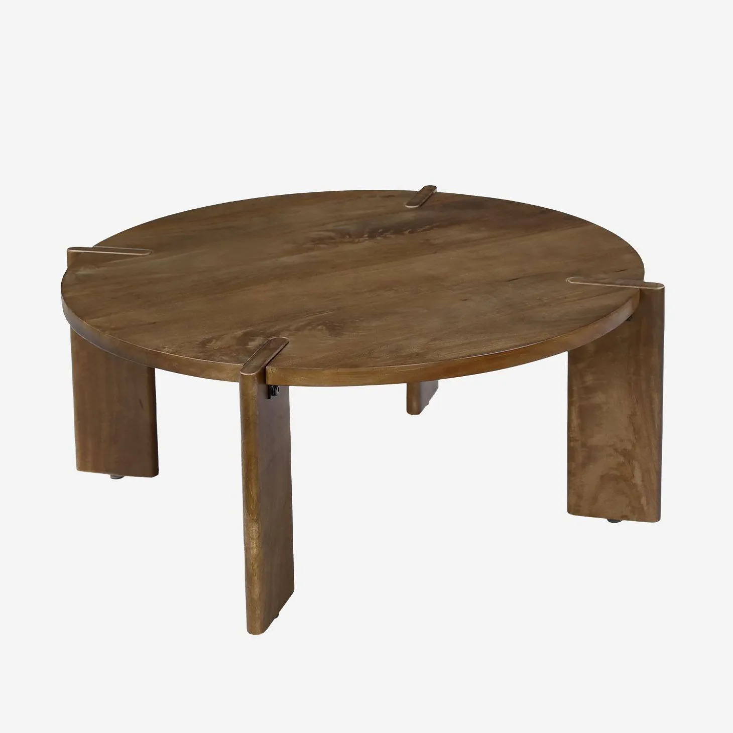 Mesa de centro exótica redonda de madera maciza