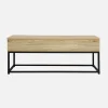 Mesa de centro industrial efecto madera, elevable