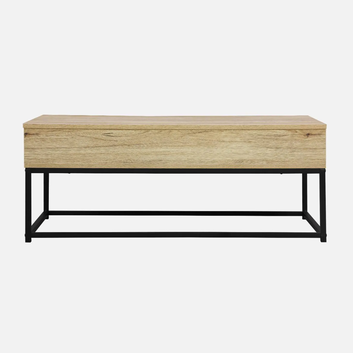 Mesa de centro industrial efecto madera, elevable