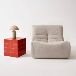 Mesa de centro o auxiliar cúbica efecto azulejos de cemento, 40cm