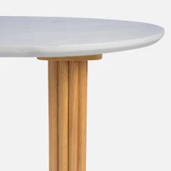 Mesa de centro ovalada de madera de hevea con efecto piedra