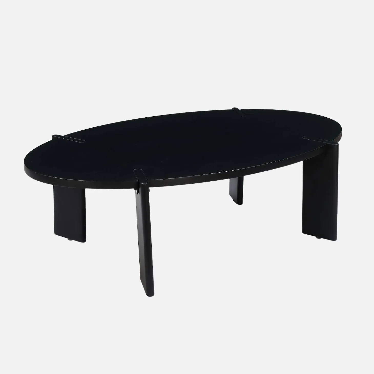 Mesa de centro ovalada de madera maciza de mango