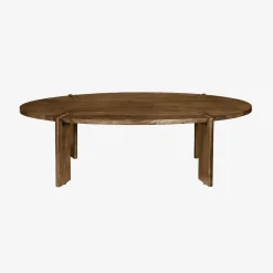 Mesa de centro ovalada de madera maciza de mango
