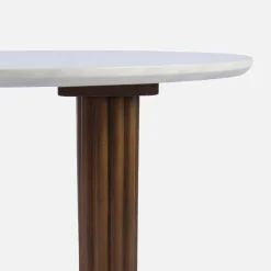 Mesa de centro ovalada de madera de hevea con efecto piedra