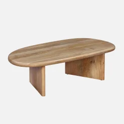 Mesa de centro ovalada de madera de mango maciza