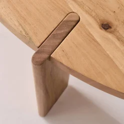 Mesa de centro ovalada de madera maciza de mango