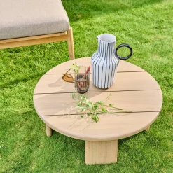 Mesa de centro para jardín redonda de madera de acacia, 70cm