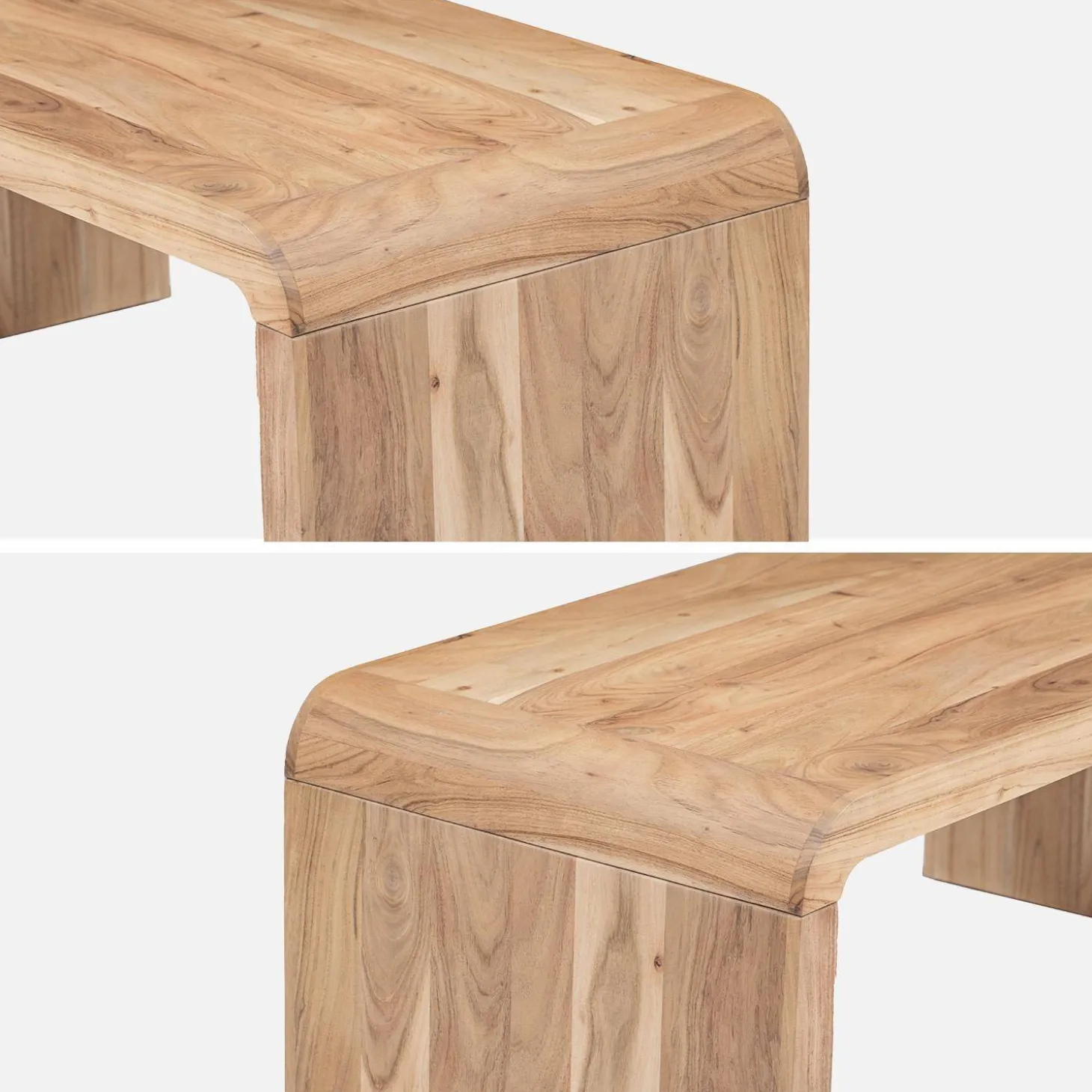 Mesa de centro rectangular de madera maciza de acacia