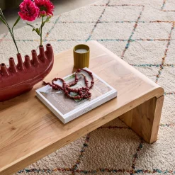Mesa de centro rectangular de madera maciza de acacia