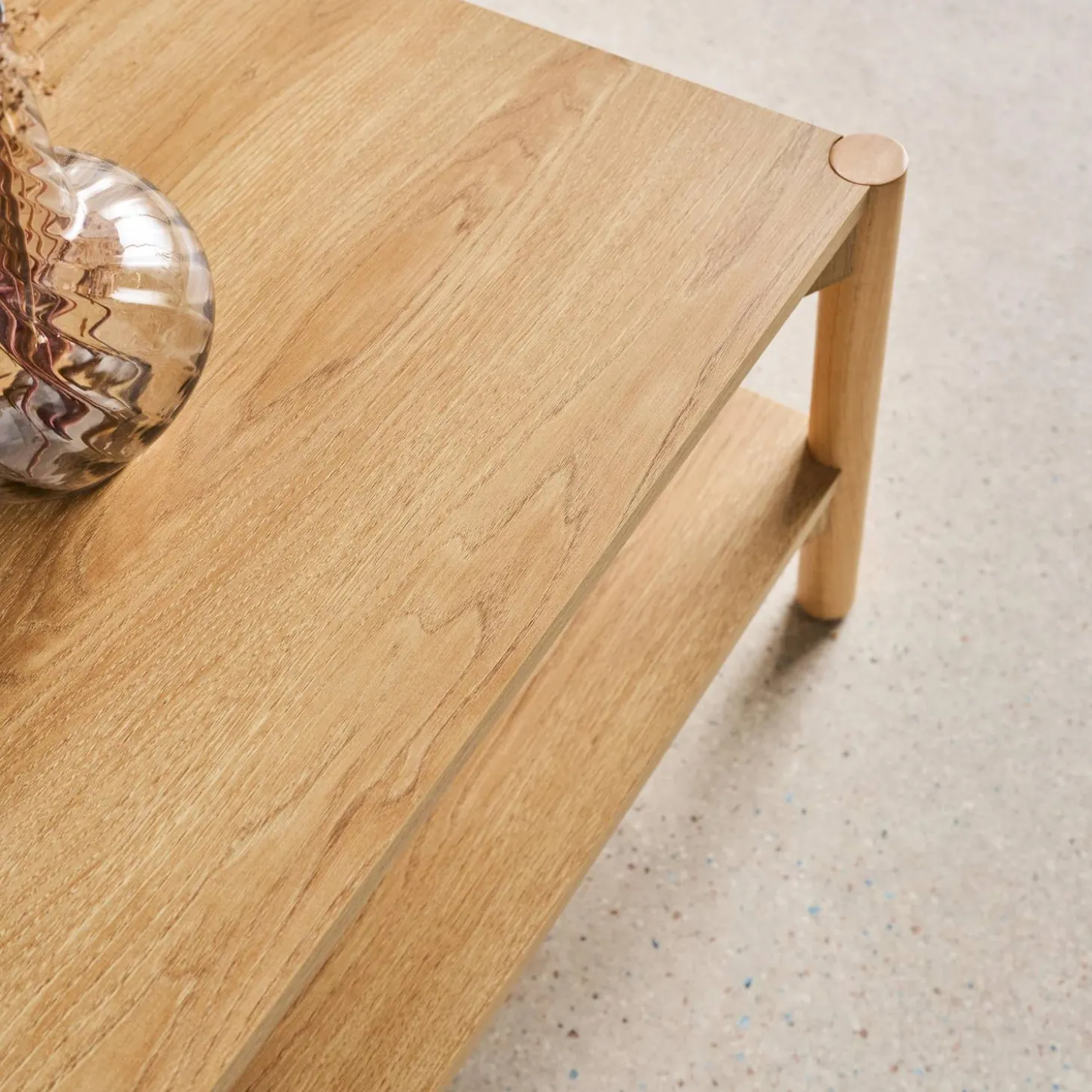 Mesa de centro rectangular con doble estante, 110cm