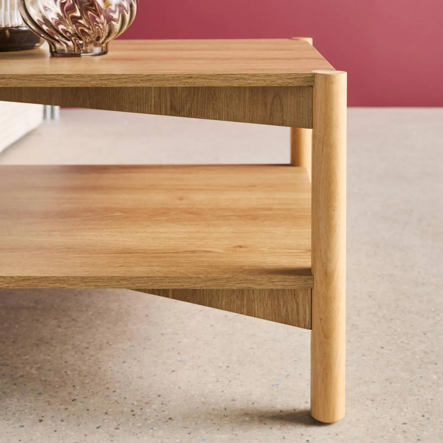 Mesa de centro rectangular con doble estante, 110cm