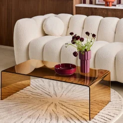 Mesa de centro rectangular de cristal templado
