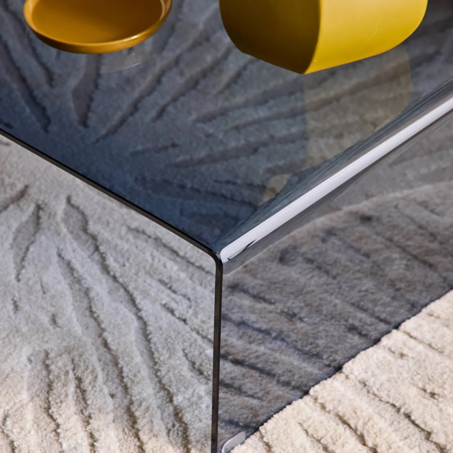 Mesa de centro rectangular de cristal templado
