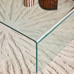 Mesa de centro rectangular de vidrio templado