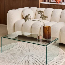 Mesa de centro rectangular de vidrio templado