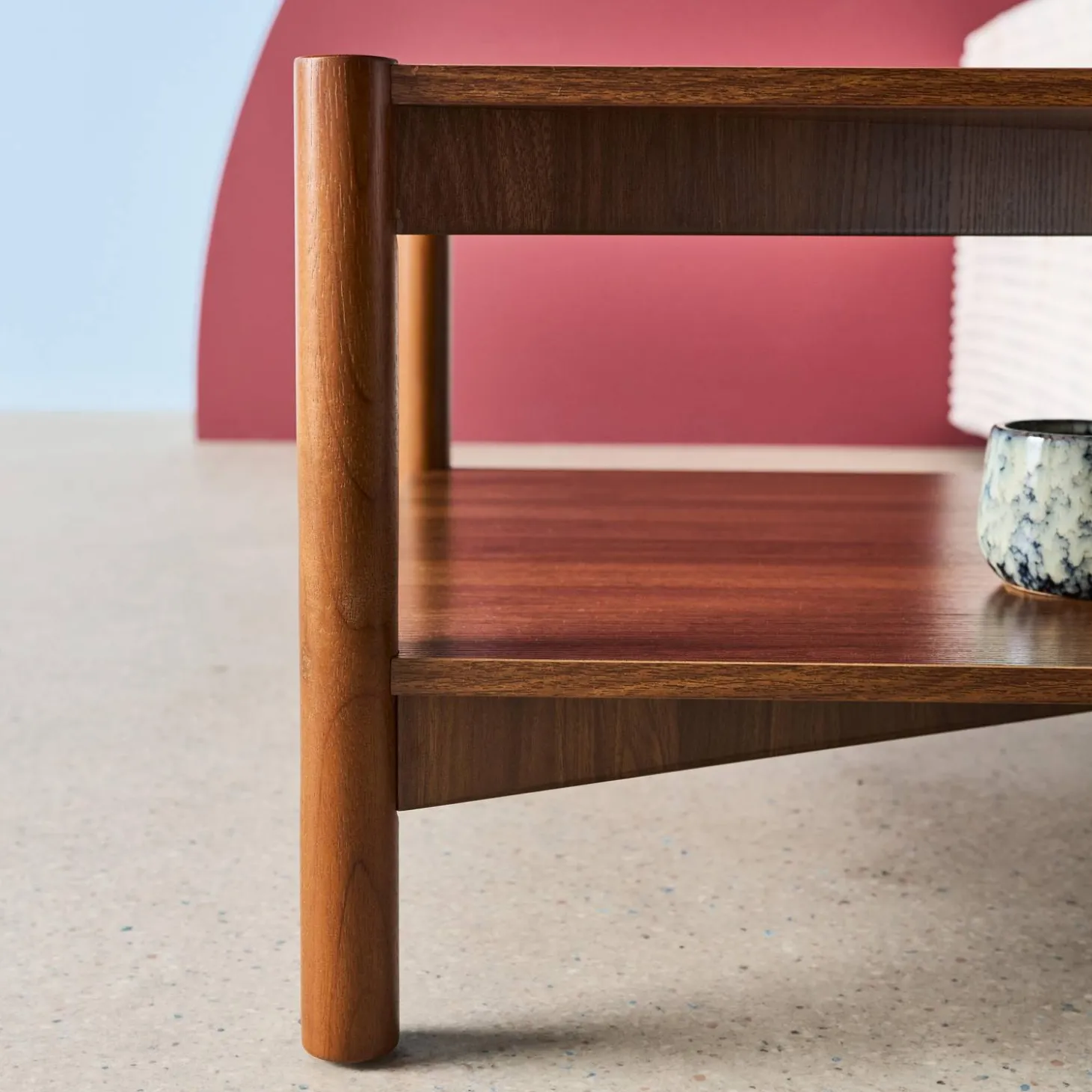 Mesa de centro rectangular con doble estante, 110cm