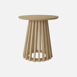 Mesa de centro redondas de efecto madera y abeto, set de 2