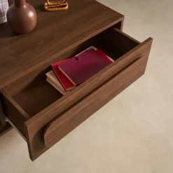 Mesa de centro vintage con efecto madera y 1 cajón