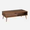 Mesa de centro vintage de madera de nogal