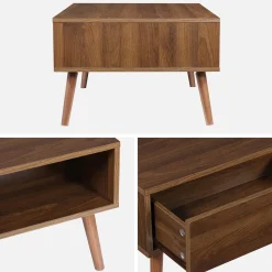 Mesa de centro vintage de madera de nogal