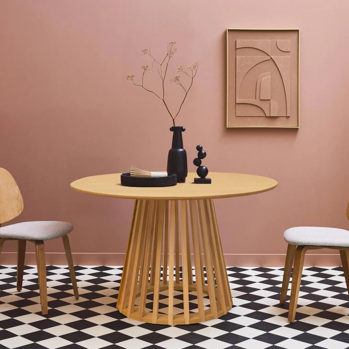 Mesa de comedor efecto madera de 4 plazas