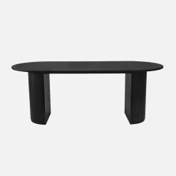 Mesa de comedor oblonga de madera de hevea y chapa de roble de 6 a 8 plazas