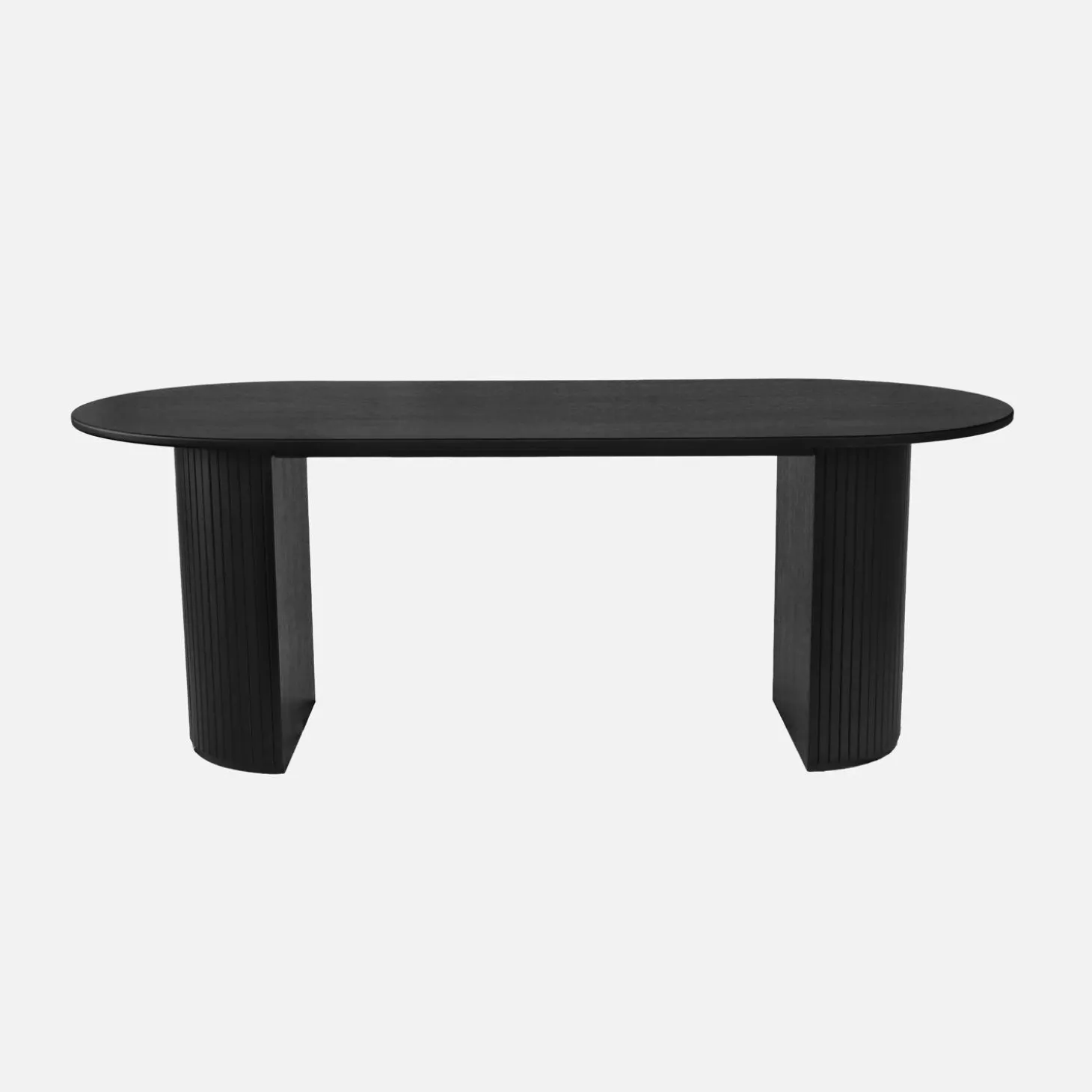 Mesa de comedor oblonga de madera de hevea y chapa de roble de 6 a 8 plazas