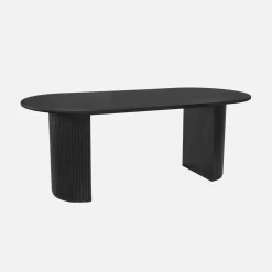 Mesa de comedor oblonga de madera de hevea y chapa de roble de 6 a 8 plazas