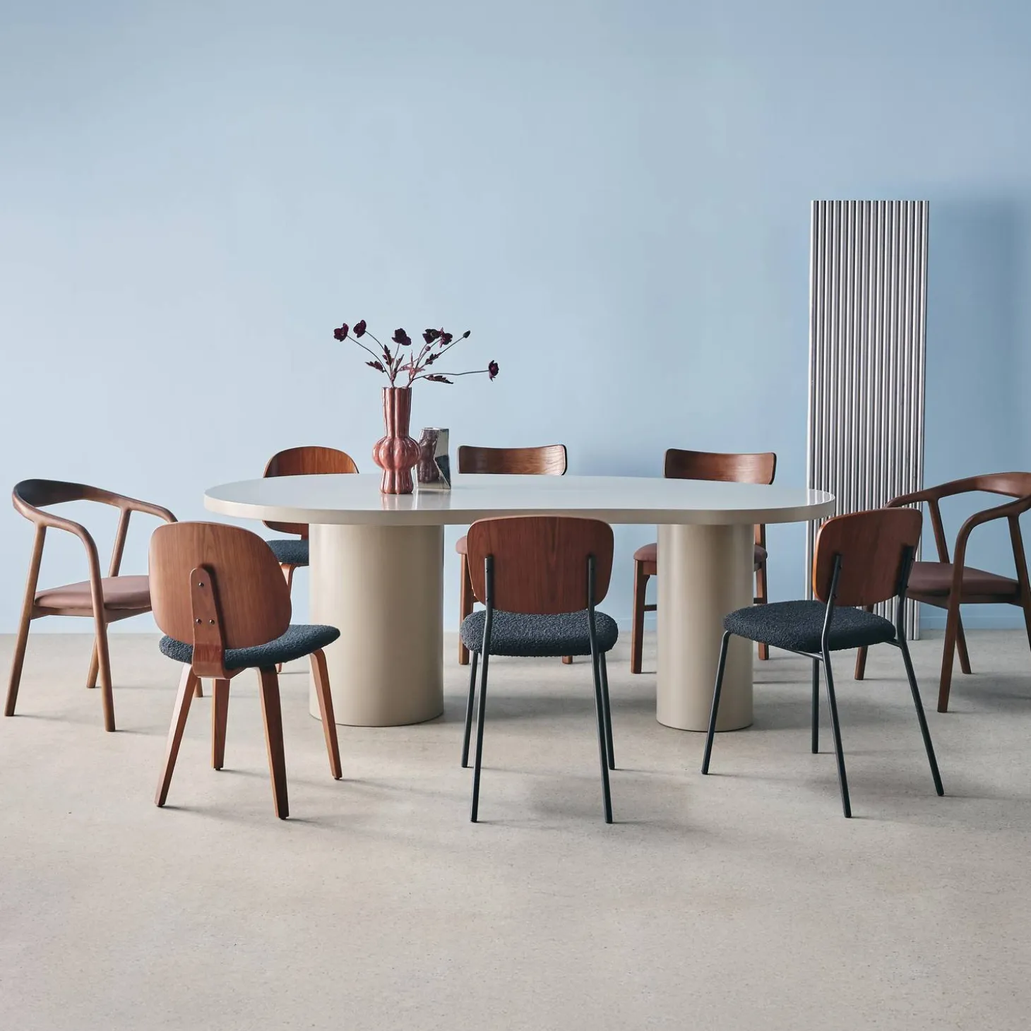 Mesa de comedor orgánica estructura de madera de hevea de 8 plazas, 210cm