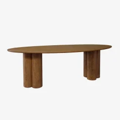 Mesa de comedor ovalada de madera de hevea para 8 personas, 220cm
