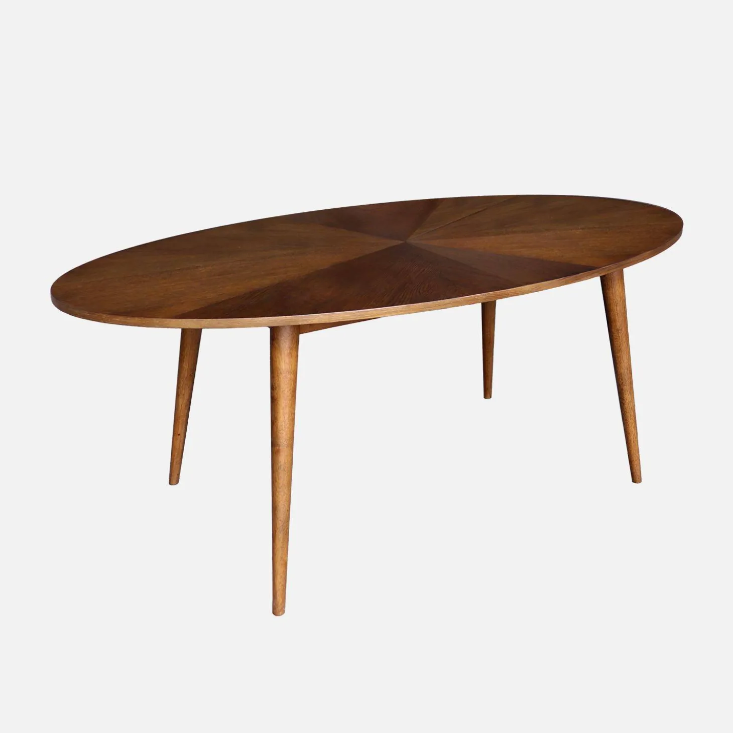 Mesa de comedor ovalada de madera de hevea y chapa de roble para 6 personas