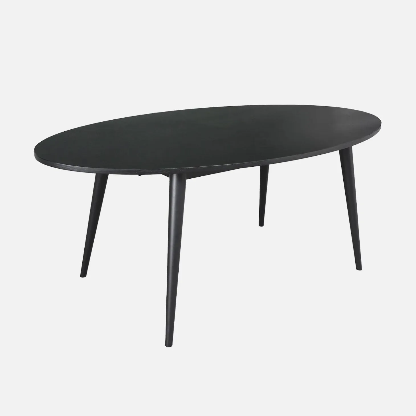 Mesa de comedor ovalada de madera de hevea y chapa de roble para 6 personas