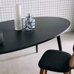 Mesa de comedor ovalada de madera de hevea y chapa de roble para 6 personas