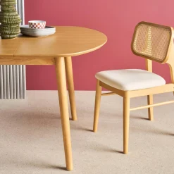 Mesa de comedor ovalada extensible de madera, 4-6 asientos