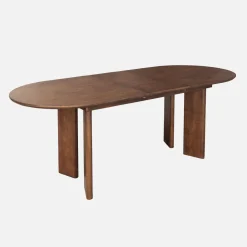 Mesa de comedor ovalada extensible de madera de hevea, 6-8 plazas