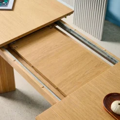 Mesa de comedor ovalada extensible de madera de hevea, 6-8 plazas