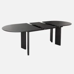 Mesa de comedor ovalada extensible de madera de hevea, 6-8 plazas