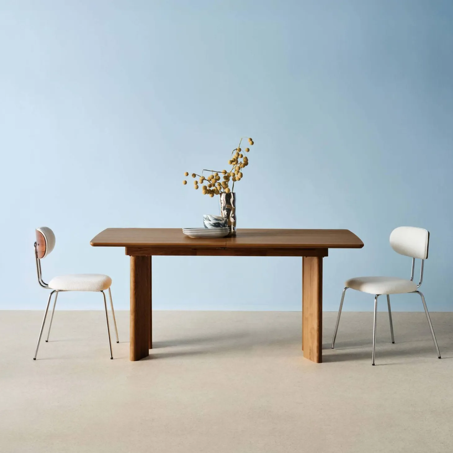 Mesa de comedor rectangular extensible de madera, 6-8 plazas