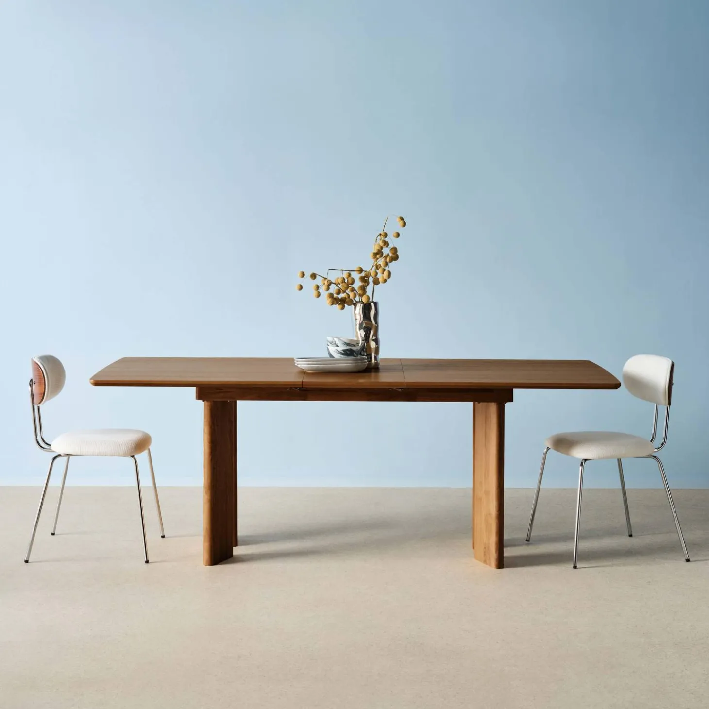 Mesa de comedor rectangular extensible de madera, 6-8 plazas
