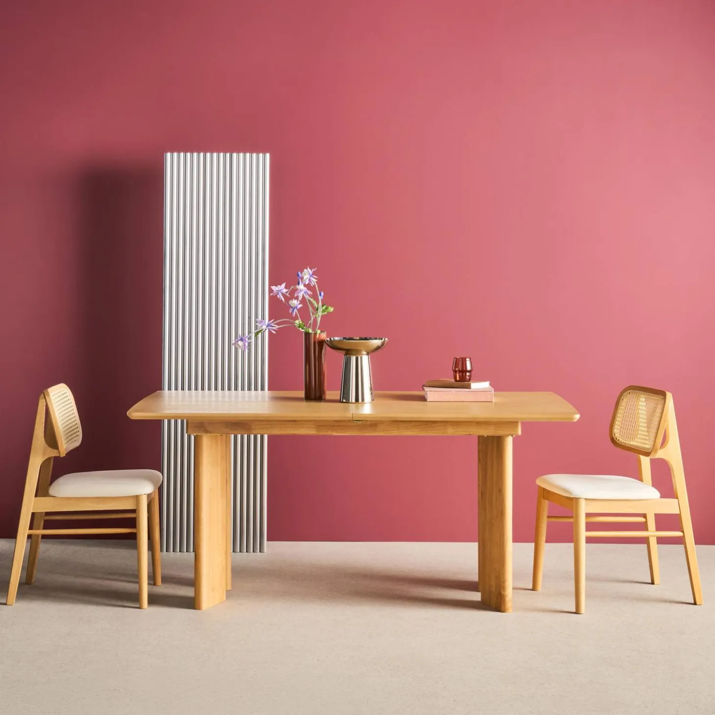Mesa de comedor rectangular extensible de madera, 6-8 plazas