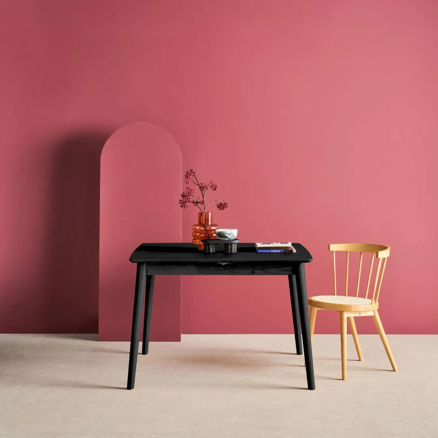 Mesa de comedor rectangular extensible de madera, 4-6 plazas