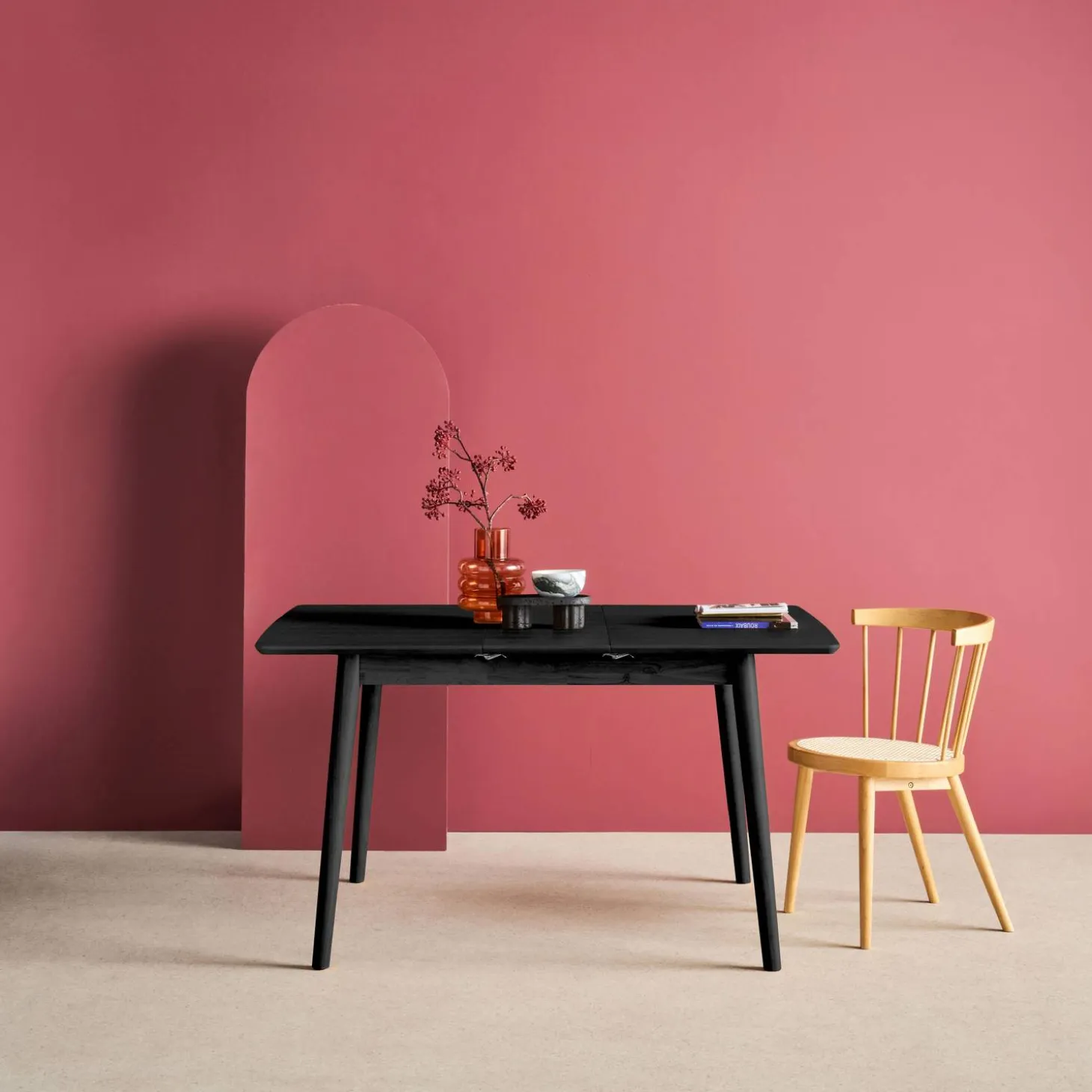 Mesa de comedor rectangular extensible de madera, 4-6 plazas